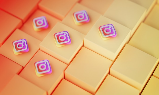 Veel instagram-logo's op gele blokjes