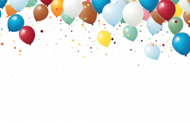 veel kleurrijke ballonnen vliegen over een witte achtergrond