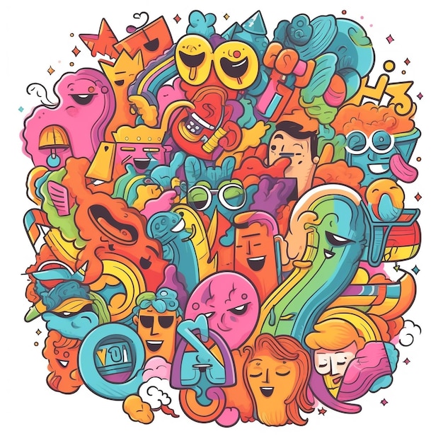 veel lgbtq doodle kunststijl kleurrijke grappige vector 3d illustratie