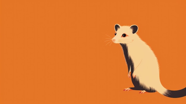 Veel minimalistische illustraties met opossums in oranje kleur.