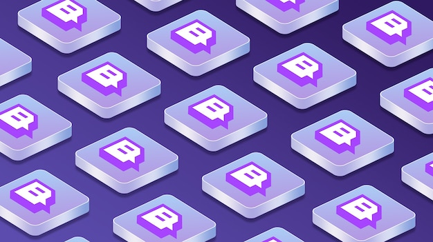 veel platforms met twitch sociale netwerk logo iconen 3d