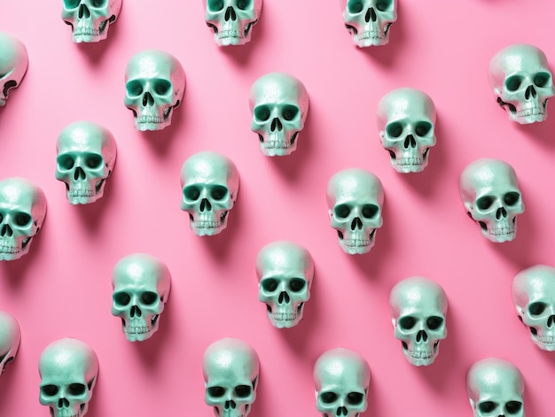 Veel schedels op een roze oppervlak Digitaal beeld