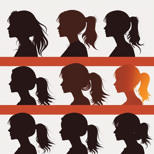 Foto veel zwarte silhouetten van mooie vrouwen.