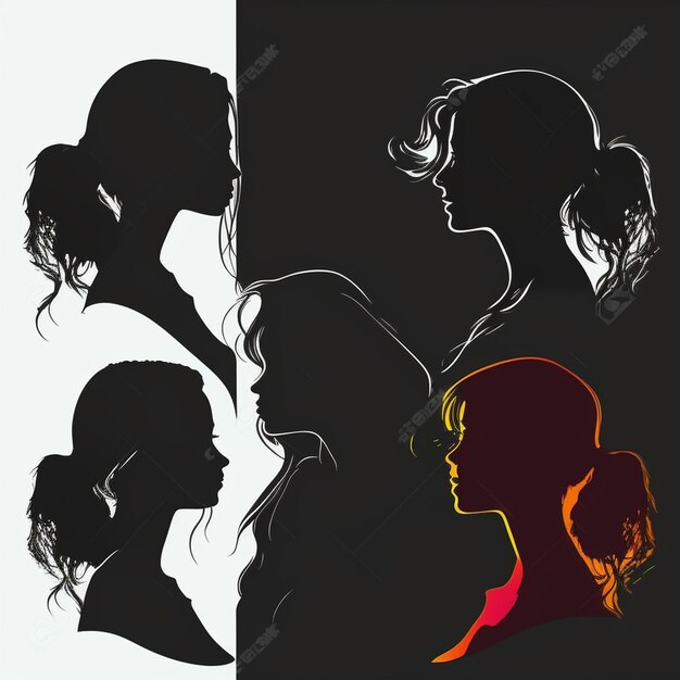 Veel zwarte silhouetten van mooie vrouwen.