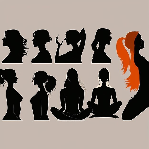 Veel zwarte silhouetten van mooie vrouwen.