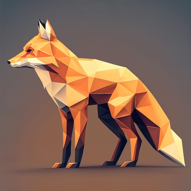 Veelhoekige vos in een bos digitale origami kleurrijke geometrische abstract Fox abstract Generative A