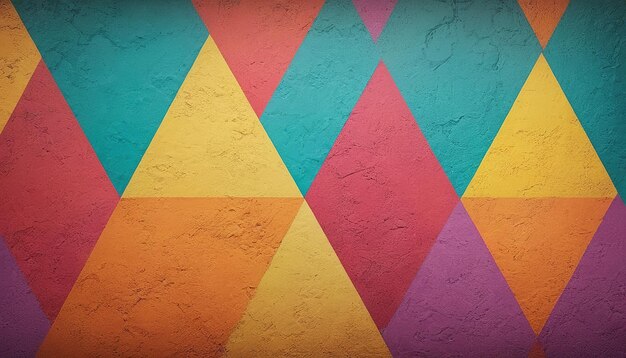 Veelkleurig geometrisch patroon op een grungy muur