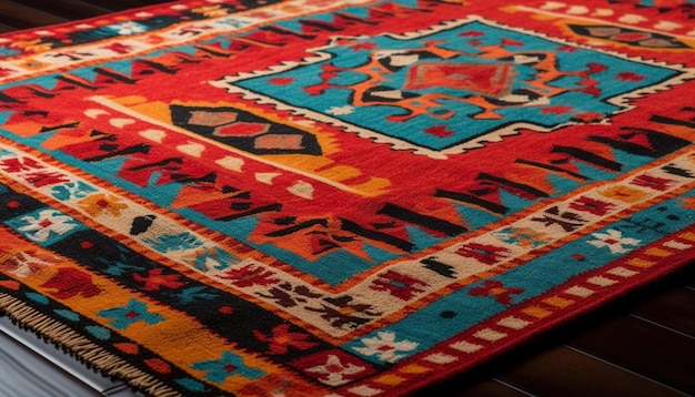 Veelkleurig kilim-tapijt geweven met ingewikkelde patronen gegenereerd door AI