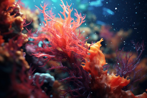 Veelkleurig zeewier onder de zee