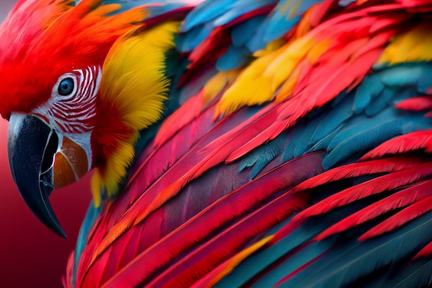 Veelkleurige ara close-up Ara ararauna exotische vogel