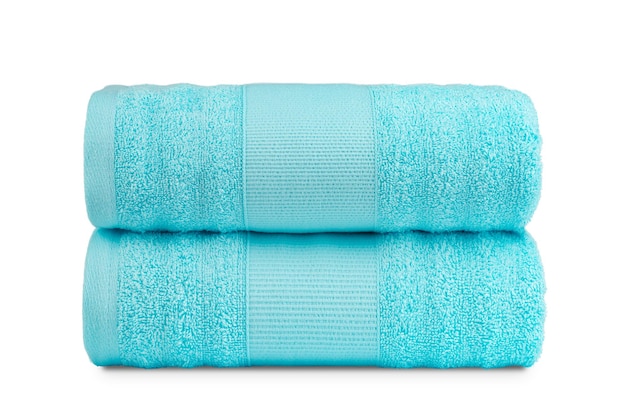 veelkleurige badstof katoenen badhanddoeken, isoleren op een witte achtergrond