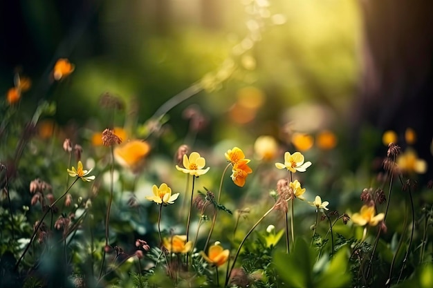 Veelkleurige Cosmos-bloem die in de lente-zomer bloeit in het veld onder de zon Selectieve focus ai generatief