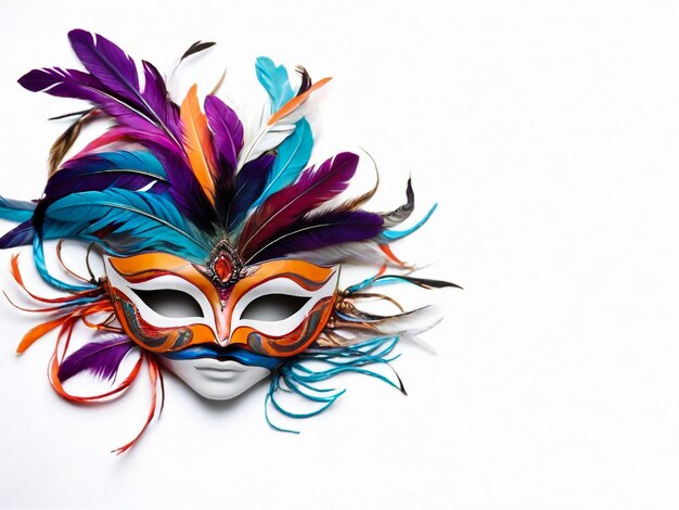 Veelkleurige leuke carnavalmasker met veren