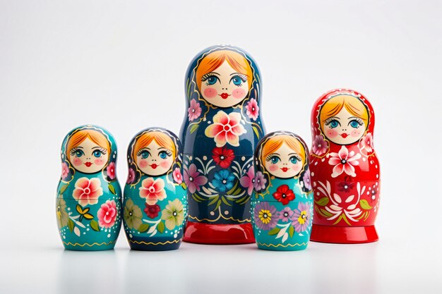 veelkleurige matryoshka pop op een witte achtergrond Generatieve AI