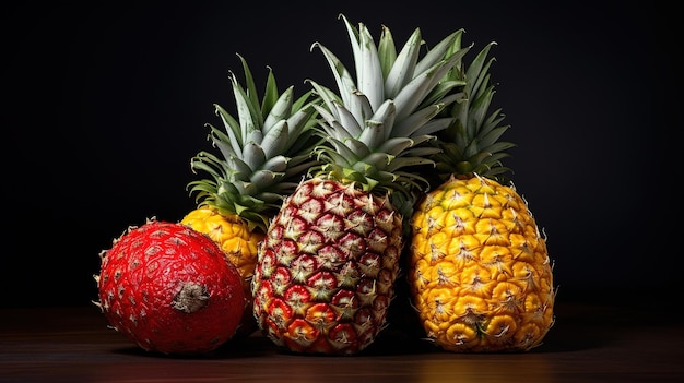 veelkleurige Sappige en rijpe ananas achtergrond Close-up foto van voedsel