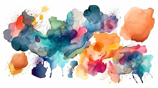 Veelkleurige splash aquarel vlekken sjabloon voor uw ontwerpen genereren ai