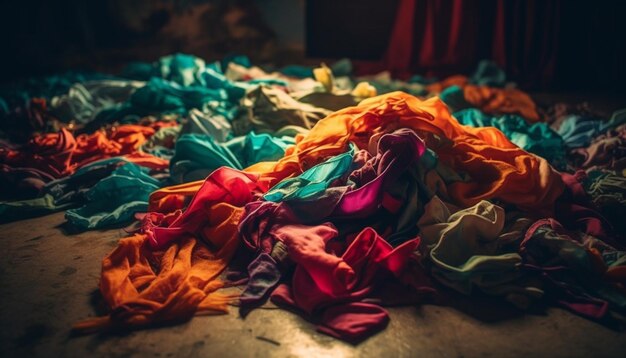 Foto veelkleurige textielcollectie creëert levendige slaapkamerelegantie gegenereerd door ai