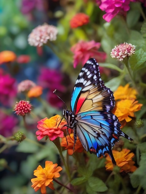 veelkleurige vlinders vliegen tussen de levendige schoonheid van de natuur