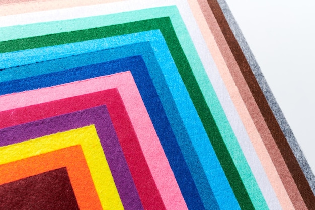 Veelkleurige zacht vilt textiel materiële kleurrijke patchwork textuur stof close-up