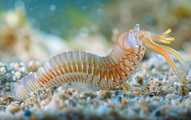 Foto veerkrachtige clamworms in zanderige substraten