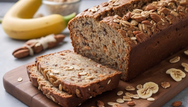 Vegan banana carrot bread with oats and nuts