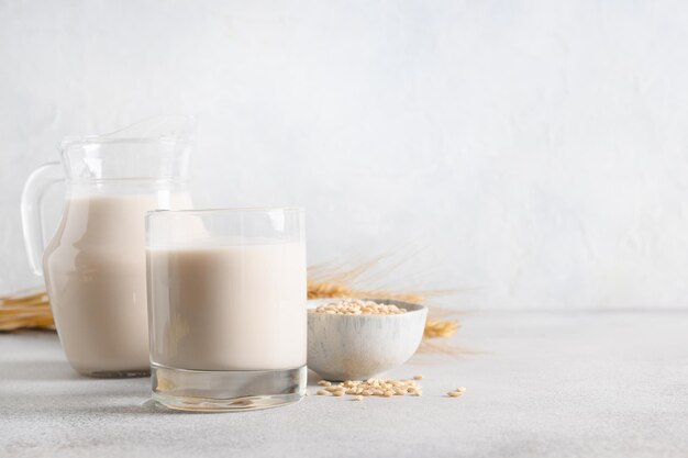 Vegan Barley milk in glass plant based milk replacer