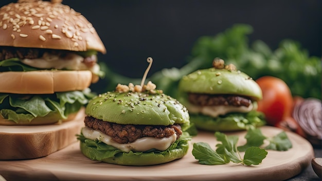Foto hamburger di manzo vegano