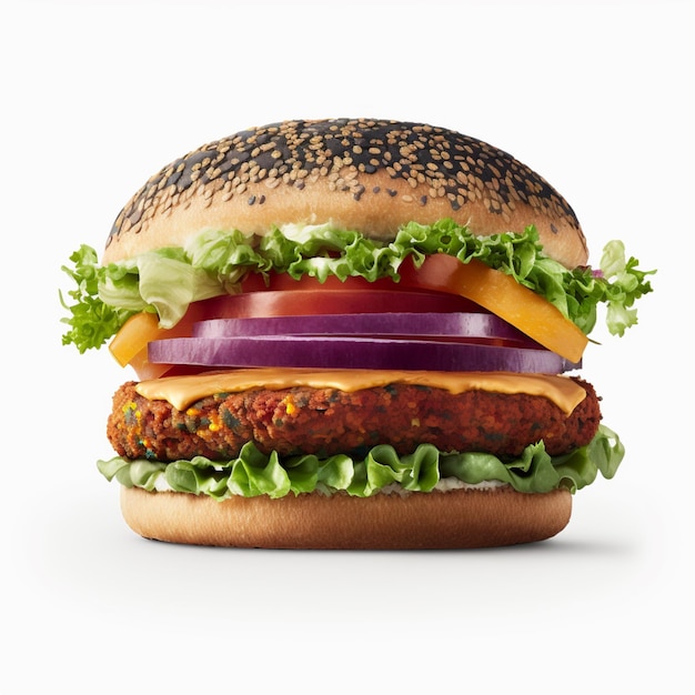 Vegan burger isolated Created with generative Ai technology