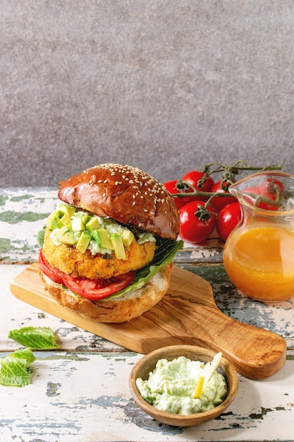 Vegan burger with carrot