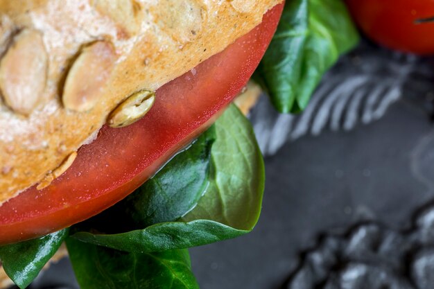 Vegan burger with fresh vegetables 