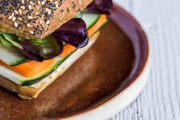 Vegan burger with fresh vegetables 