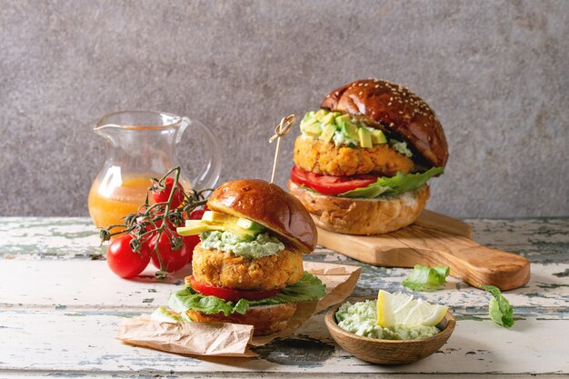 Vegan burgers with carrot