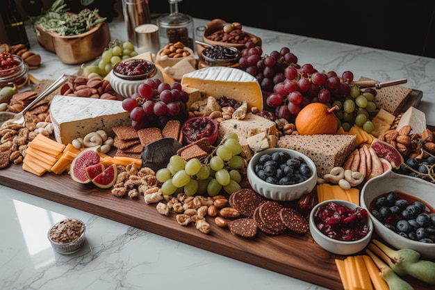 Vegan charcuterie bord op een rustieke tafel Gezonde voeding voedingsconcept