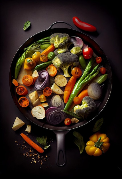 Vegan charcuterie platter vegetarian seasonal summer eating concept Top view flat lay background AI Generated