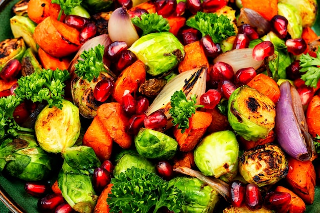 Vegan colorful healthy salad close up