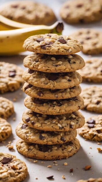 Vegan cookies made of banana and different seeds photographed with natural light