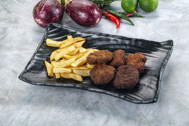 Vegan cuisine chickpea round falafel with potato