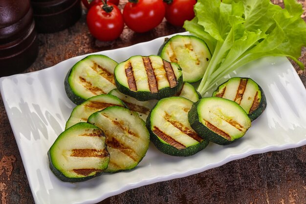 Vegan cuisine grilled zucchini