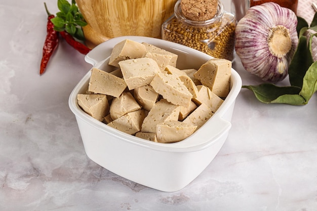 Vegan cuisine organic tofu cheese snack