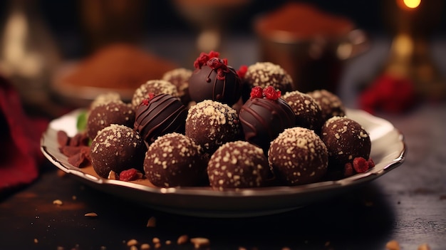 Vegan Dark Chocolate Truffles Elegant Dessert