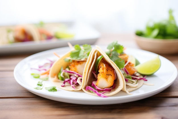 Vegan fish tacos with cabbage slaw