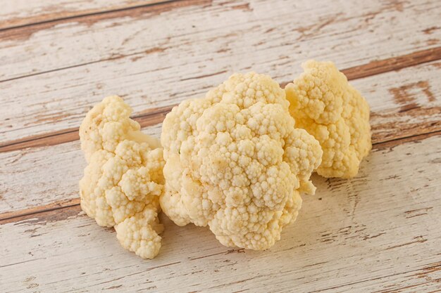 Vegan food Raw white cauliflower cabbage heap