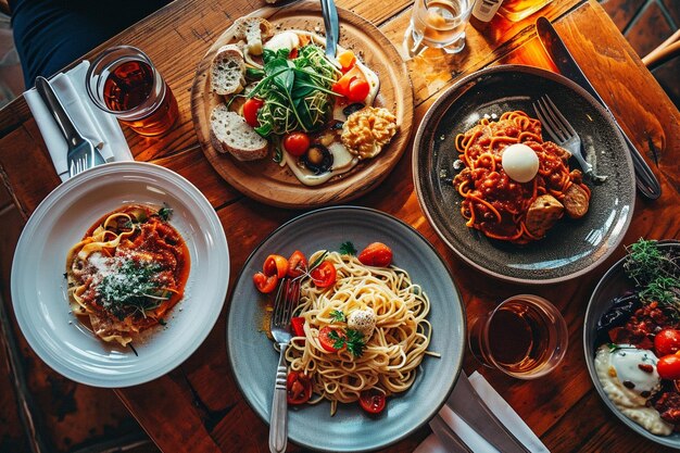 Vegan food on wooden table