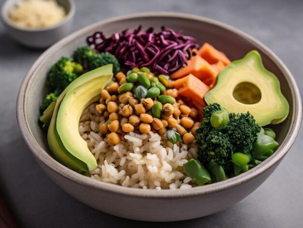 Vegan lunch bowl with rice