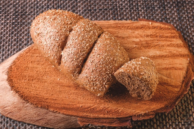 Vegan organic bread made with seeds at home totally natural and rustic ideal for an appetizer accompanied by a good wine