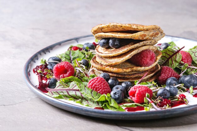 Vegan pancakes with greens