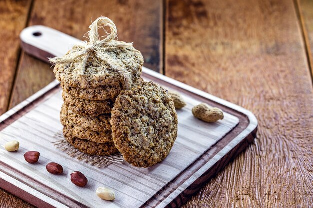 Vegan peanut biscuit, made without eggs or milk, with grains and herbs