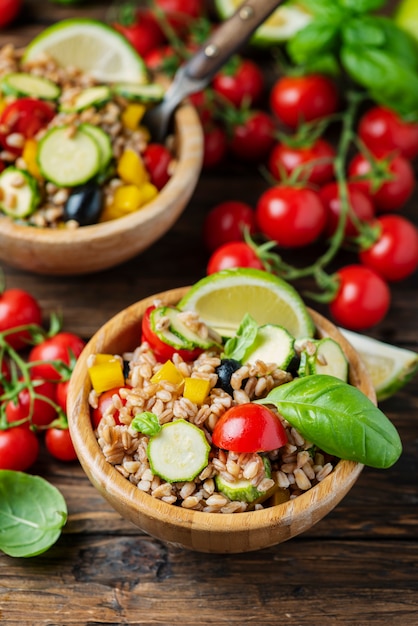 Vegan pearl barley salad