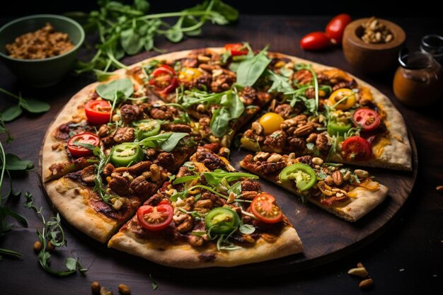 Vegan pizza with plantbased toppings Best pizza picture photography