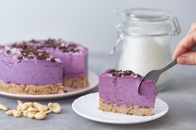 Vegan raw blueberry cake